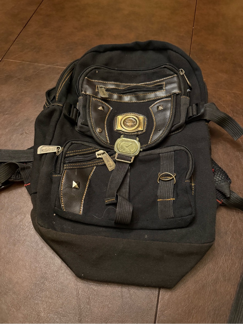N.Z. Shijia Black Canvas Travel & Hiking Backpack - Multi-Pocket Utility